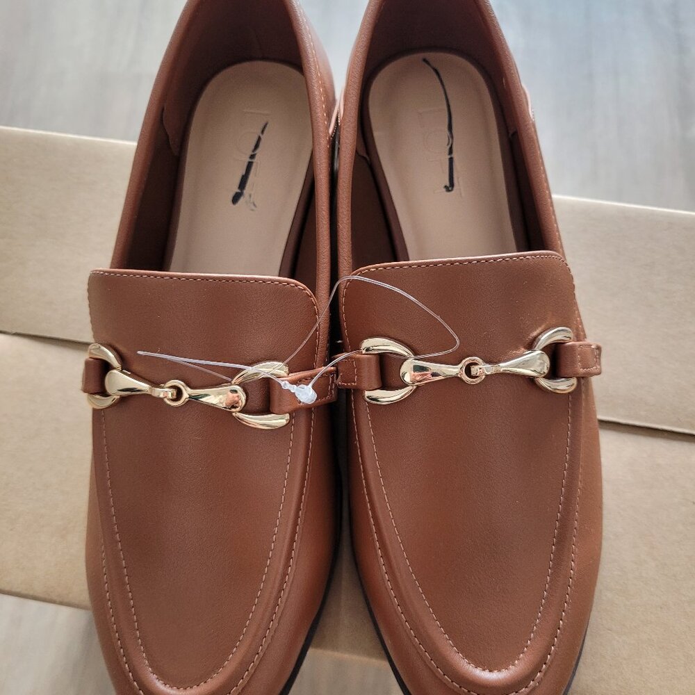 NEW - LOFT Loafers - tan brown faux leather size 6.5
